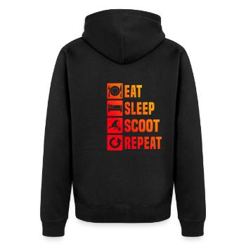 Stuntscooter Stunt Roller Scooter Tretroller - Unisex Premium Bio Zip Hoodie - Schwarz - Hinten - Nico (187cm)