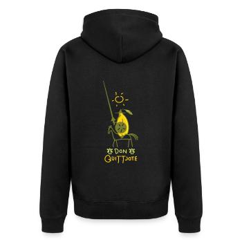 Lustige Quitte als Ritter (b) - Unisex Premium Bio Zip Hoodie - Schwarz - Hinten - Nico (187cm)
