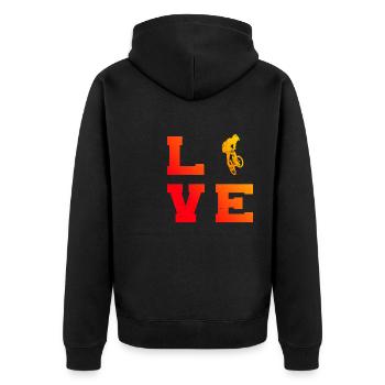 Radfahren bmx jungen Herren Bike bmx fahrrad - Unisex Premium Bio Zip Hoodie - Schwarz - Hinten - Nico (187cm)