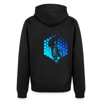 Damen Herren Radfahren bmx jungen bmx bmx fahrrad - Unisex Premium Bio Zip Hoodie - Schwarz - Hinten - Nico (187cm)