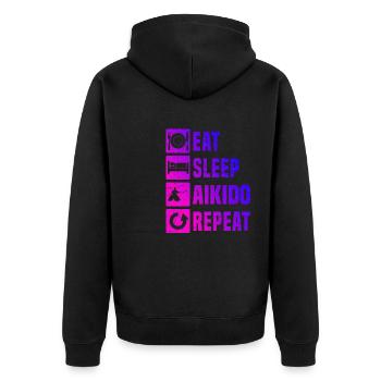 Herren Martial Arts Kampfsport Aikido Aikidoka - Unisex Premium Bio Zip Hoodie - Schwarz - Hinten - Nico (187cm)