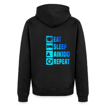 Damen Aikido Herren Aikidoka Martial Arts Kampfspo - Unisex Premium Bio Zip Hoodie - Schwarz - Hinten - Nico (187cm)