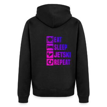 Herren Wassersport Damen Jetski Jetski fahren - Unisex Premium Bio Zip Hoodie - Schwarz - Hinten - Nico (187cm)