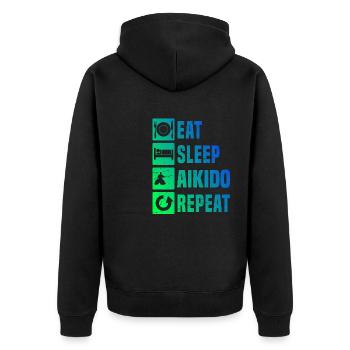 Herren Aikidoka Aikido Kampfsport Damen Martial Ar - Unisex Premium Bio Zip Hoodie - Schwarz - Hinten - Nico (187cm)