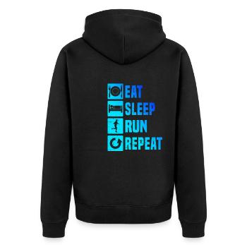 Jogging Fitness Race Men Women Running - Unisex Premium Organic Zip Hoodie - black - Back - Nico (187cm)