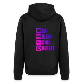 Diver Scuba Diver Scuba Tauchen Herren - Unisex Premium Bio Zip Hoodie - Schwarz - Hinten - Nico (187cm)