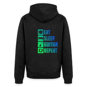 akustische gitarre Gitarre Guitar Egitarre - Unisex Premium Bio Zip Hoodie - Schwarz - Hinten - Nico (187cm)