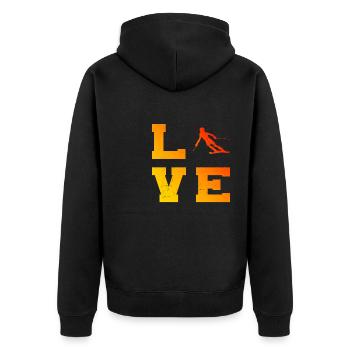Skifahrer Herren Skiing Freestyle Skifahrer - Unisex Premium Bio Zip Hoodie - Schwarz - Hinten - Nico (187cm)