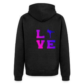 Muay Thai Boxe Thaï Féminine Boxe Thaï Masculine Boxe Thaï - Veste à capuche bio Premium Unisexe - noir - Dos - Nico (187cm)