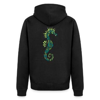 seahorsey - Unisex Premium Bio Zip Hoodie - Schwarz - Hinten - Nico (187cm)