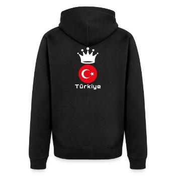 Turkey - Unisex Premium Organic Zip Hoodie - black - Back - Nico (187cm)