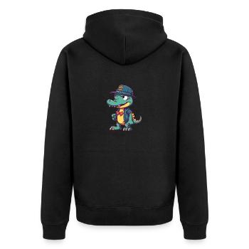 cool krokodil - Unisex Premium Bio Zip Hoodie - Schwarz - Hinten - Nico (187cm)