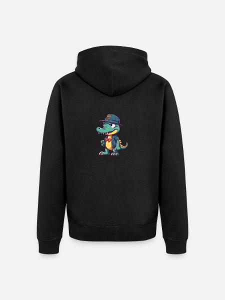 Cool crocodile - Unisex Premium Organic Zip Hoodie - black