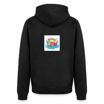 Inflatab Bliss A Cheerful Pool Party with Style - Unisex Premium Bio Zip Hoodie - Schwarz - Hinten - Nico (187cm)