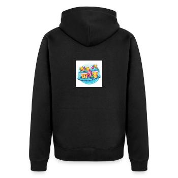 Cheerful Pool Party with Inflatable Fun - Unisex Premium Bio Zip Hoodie - Schwarz - Hinten - Nico (187cm)