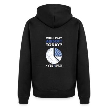 Sport Will I Play Airsoft - Unisex Premium Bio Zip Hoodie - Schwarz - Hinten - Nico (187cm)