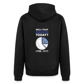 Sport Will I Play Squash - Unisex Premium Bio Zip Hoodie - Schwarz - Hinten - Nico (187cm)