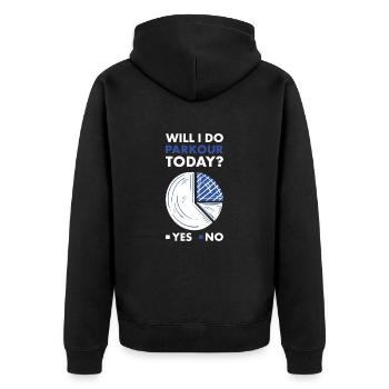 Traceur Will I Do Parkour Today - Unisex Premium Bio Zip Hoodie - Schwarz - Hinten - Nico (187cm)