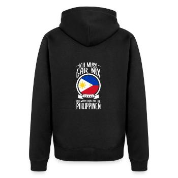 Ich Brauche Keine Therapie Ich Muss Nur Auf Die - Unisex Premium Bio Zip Hoodie - Schwarz - Hinten - Nico (187cm)