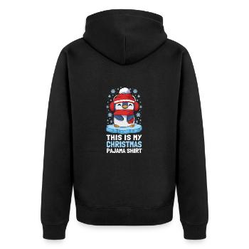 This Is My Christmas Pajama Shirt Süßer Pinguin - Unisex Premium Bio Zip Hoodie - Schwarz - Hinten - Nico (187cm)