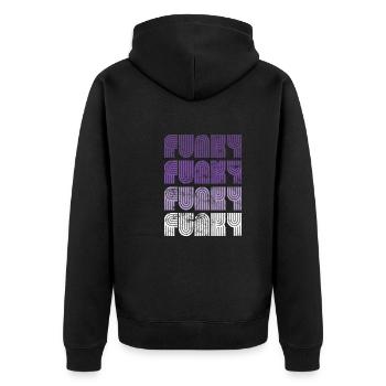 Funky Vintage - Unisex Premium Organic Zip Hoodie - black - Back - Nico (187cm)