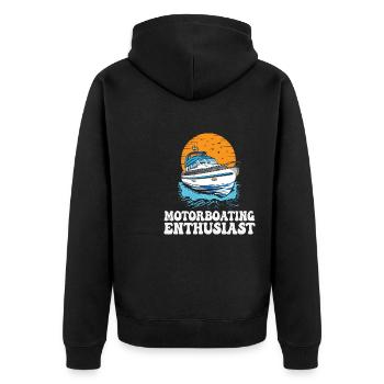 Pontoon Boat Captain Motorboating Enthusiast - Unisex Premium Organic Zip Hoodie - black - Back - Nico (187cm)