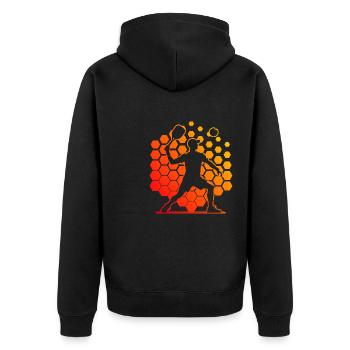 Racquetballspielen Pickleballspielen Damen - Unisex Premium Bio Zip Hoodie - Schwarz - Hinten - Nico (187cm)