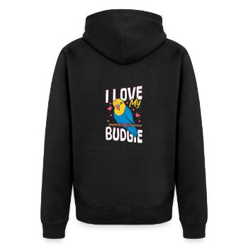 Wellensittich Care Sprechender Vogel Wellensittich - Unisex Premium Bio Zip Hoodie - Schwarz - Hinten - Nico (187cm)
