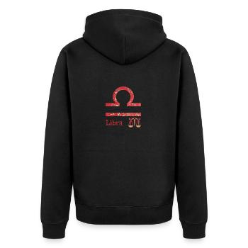 sternzeichen waage e 245 - Unisex Premium Bio Zip Hoodie - Schwarz - Hinten - Nico (187cm)