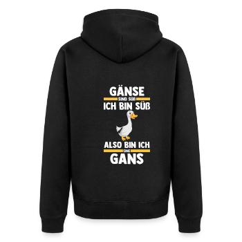 Gans Gänse - Unisex Premium Bio Zip Hoodie - Schwarz - Hinten - Nico (187cm)