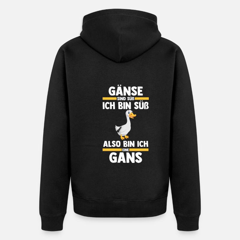Gans Gänse - Unisex Premium Bio Zip Hoodie - Schwarz