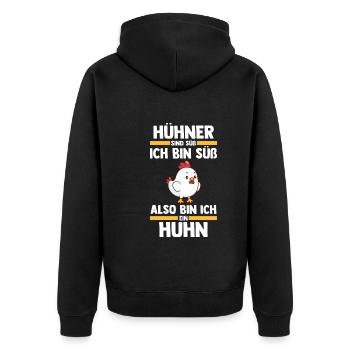 Huhn Landwirt Bauernhof Hühner - Unisex Premium Bio Zip Hoodie - Schwarz - Hinten - Nico (187cm)