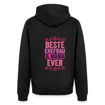 Ehefrau Mutter Mama - Unisex Premium Bio Zip Hoodie - Schwarz - Hinten - Nico (187cm)