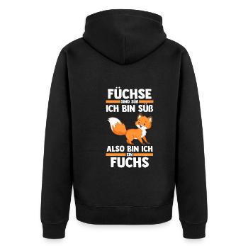 Fuchs - Unisex Premium Bio Zip Hoodie - Schwarz - Hinten - Nico (187cm)