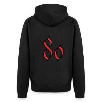 80. 80 YEARS. 80th ANNIVERSARY. 80 YEARS ANNIVERSARY. - Unisex Premium Organic Zip Hoodie - black - Back - Nico (187cm)