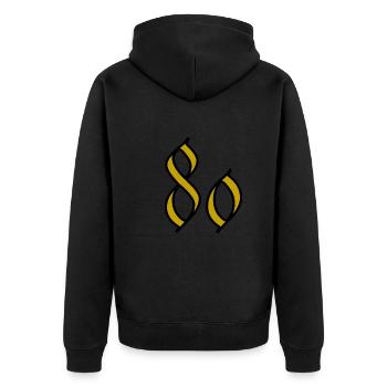 80. 80 JAHRE. 80. JAHRESTAG. 80-JÄHRIGES JUBILÄUM. - Unisex Premium Bio Zip Hoodie - Schwarz - Hinten - Nico (187cm)