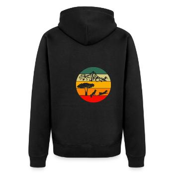 Randonnée en montagne Forêt Cadeau Animal Retro Fox - Veste à capuche bio Premium Unisexe - noir - Dos - Nico (187cm)