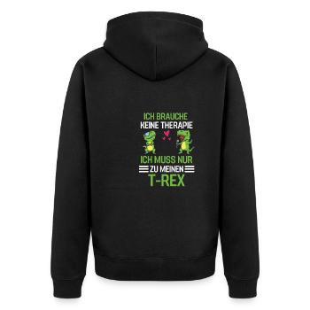 Dinosaurier Therapie Dino Geschenk Lustiges T Rex - Unisex Premium Bio Zip Hoodie - Schwarz - Hinten - Nico (187cm)