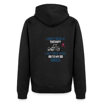 Biker Therapie Motorrad Geschenk Motorradfahrer - Unisex Premium Bio Zip Hoodie - Schwarz - Hinten - Nico (187cm)