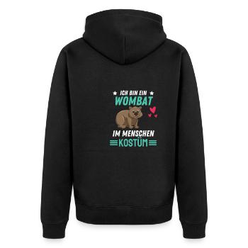 Wombat Kostüm Party Tier Geschenk Wombat - Unisex Premium Bio Zip Hoodie - Schwarz - Hinten - Nico (187cm)