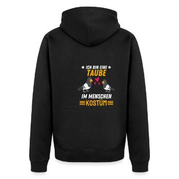 Tauben Kostüm Party Taubenzüchter Geschenk Taube - Unisex Premium Bio Zip Hoodie - Schwarz - Hinten - Nico (187cm)