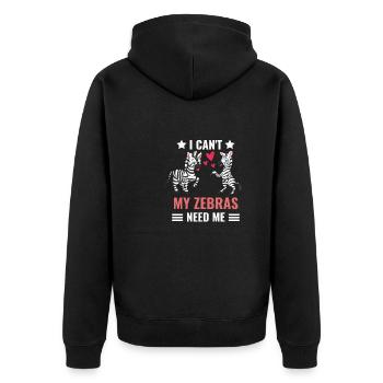 Ich kann nicht meine Zebras brauchen mich Zebra - Unisex Premium Bio Zip Hoodie - Schwarz - Hinten - Nico (187cm)