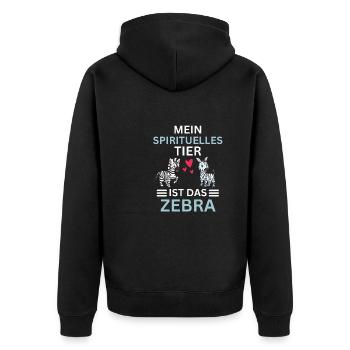 Mein spirituelles Tier Geschenk Lustiges Zebra - Unisex Premium Bio Zip Hoodie - Schwarz - Hinten - Nico (187cm)