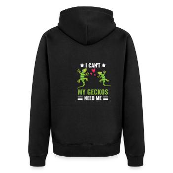 Ich kann nicht meine Geckos brauchen mich Gecko - Unisex Premium Bio Zip Hoodie - Schwarz - Hinten - Nico (187cm)
