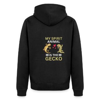 Tropisches Tier Echsen Geschenk Lustiges Gecko - Unisex Premium Bio Zip Hoodie - Schwarz - Hinten - Nico (187cm)