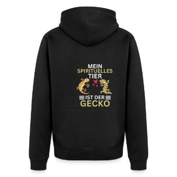 Mein spirituelles Tier Geschenk Lustiges Gecko - Unisex Premium Bio Zip Hoodie - Schwarz - Hinten - Nico (187cm)
