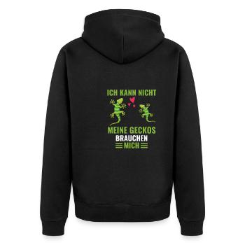 Eidechsen Tropisches Tier Geschenk Lustiges Gecko - Unisex Premium Bio Zip Hoodie - Schwarz - Hinten - Nico (187cm)
