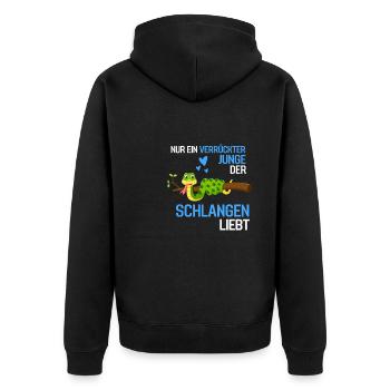 Raubtier Jungen Exotisches Tier Geschenk Schlange - Unisex Premium Bio Zip Hoodie - Schwarz - Hinten - Nico (187cm)