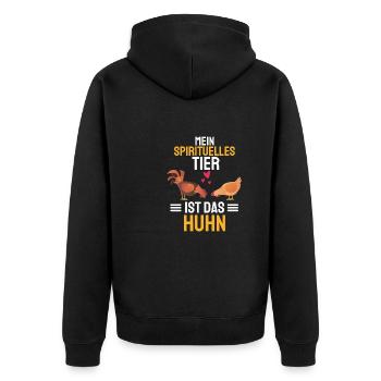 Mein spirituelles Tier Farm Geschenk Lustiges Huhn - Unisex Premium Bio Zip Hoodie - Schwarz - Hinten - Nico (187cm)