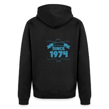 49th Birthday Party Gift Charming since 1974 - Unisex Premium Organic Zip Hoodie - black - Back - Nico (187cm)